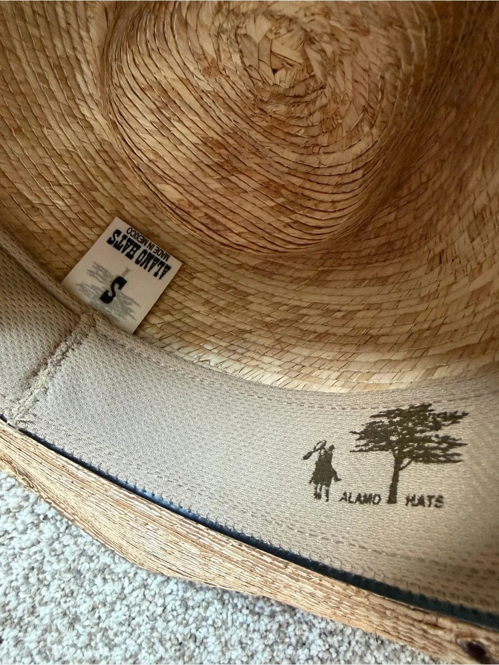 Alamo Unisex Natural Straw Western Cowboy Hat with Branded Inner Band Size Small